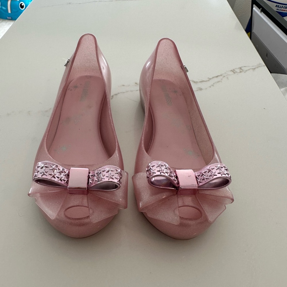 Melissa little girls pink flats with bow size 3